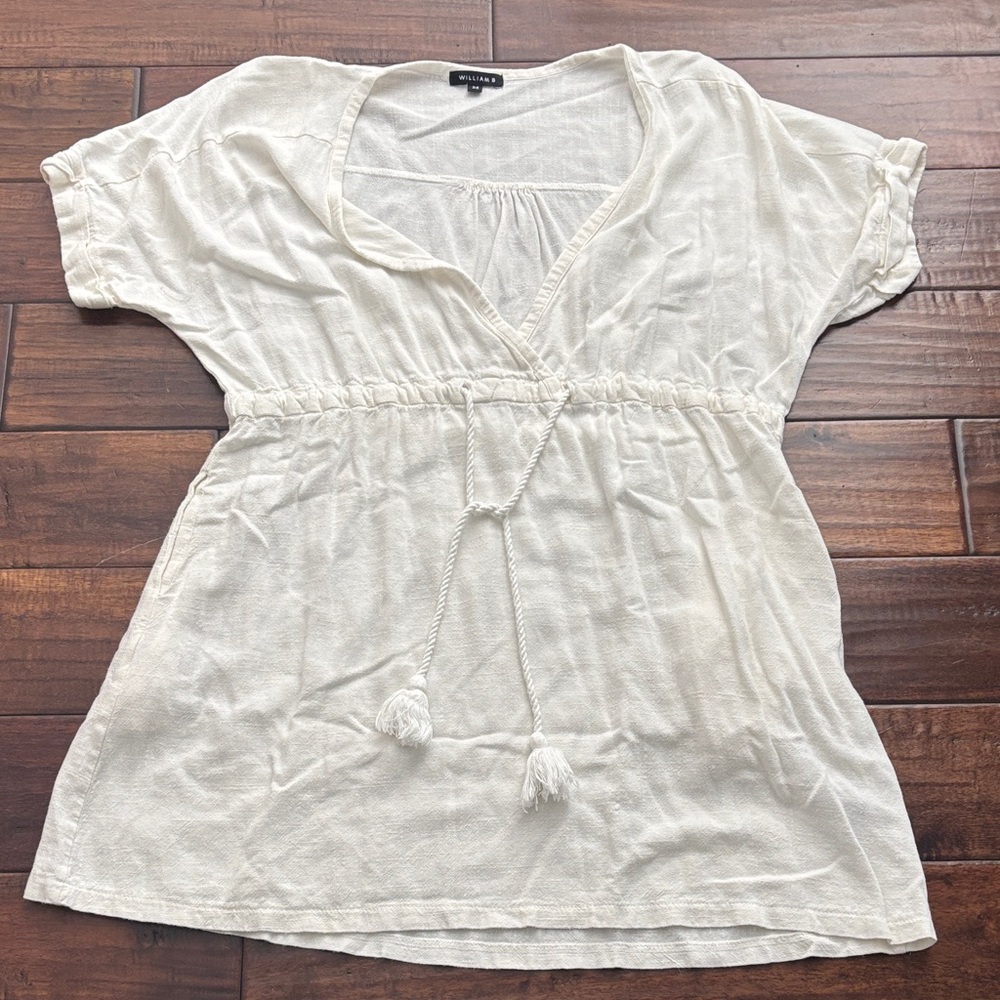 William B Cream Tie-Waist Swim Coverup Tunic